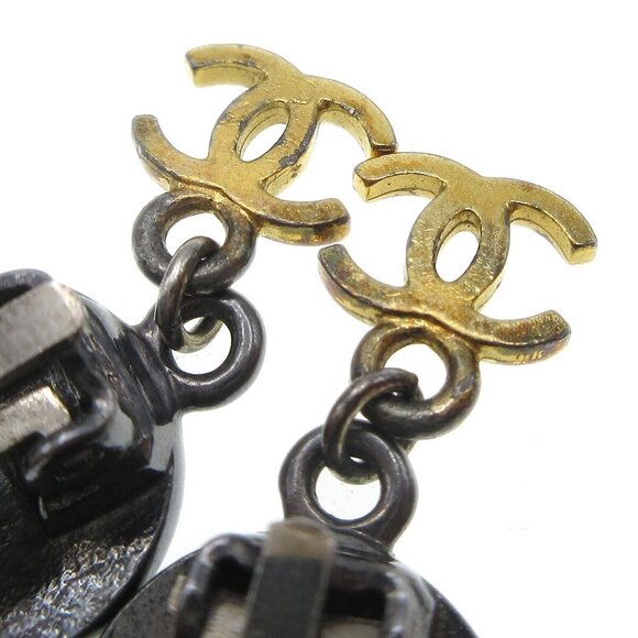 Chanel Medallion Dangle Earrings Gold Silver Clip-On - Picture 4 of 7